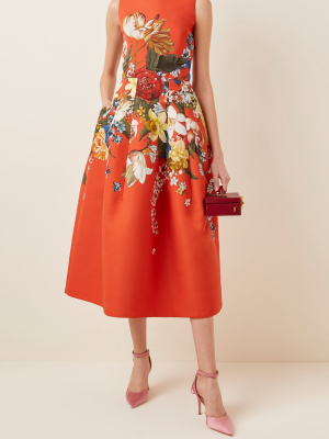 Floral-print Crepe Midi Dress