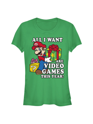 Fifth Sun Juniors Nintendo Short Sleeve Crew Graphic Tee - Green Small