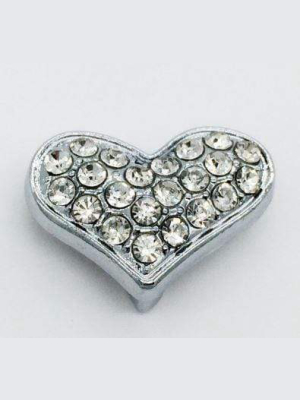 Pave Heart - Silver Charm