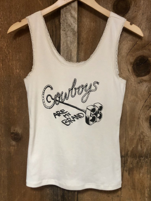 Cowboys Are My Brand Lace Tank Wht/blk