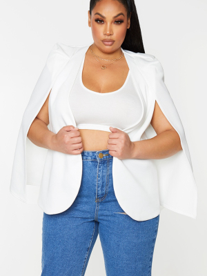 Plus White Cape Blazer