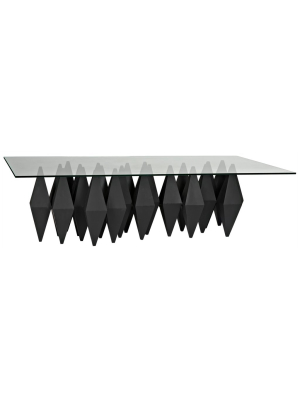 Noir Bast Metal Coffee Table W/ Glass Top