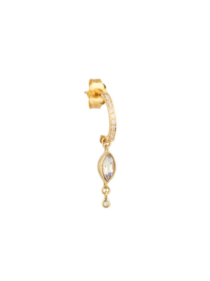 Dangling Moonstone & Diamond Hoop