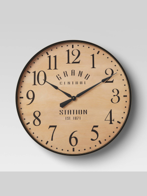 26" Grand Central Station Wall Clock Tan/black - Threshold™