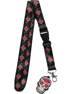 Just Funky Day Of The Dead Sugar Skull Charm Lanyard