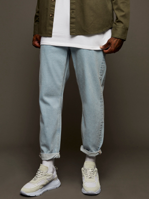 Bleach Wash Relaxed Jeans