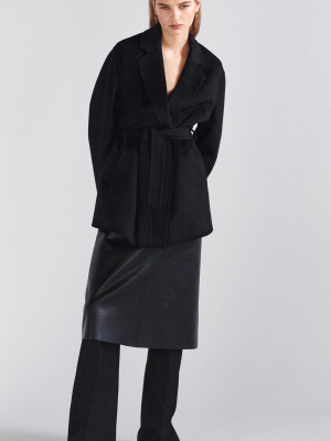 Cenda Belted Wool-cashmere Wrap Jacket