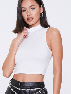 Mock Neck Sleeveless Crop Top