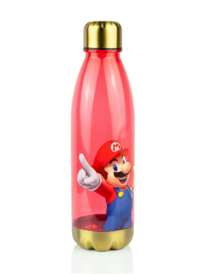 Just Funky Super Mario Bros Red Plastic Water Bottle | 20 Oz