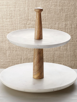 Wood Marble 2-tier Server