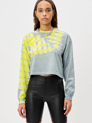 Reconstructed Ls Tie Dye Cropped Tee / Jade X Lemon