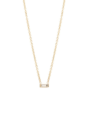14k Diamond Baguette Necklace | April Birthstone