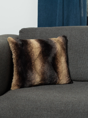 18"x18" Chilla Faux Fur Decorative Throw Pillow Brown - Surefit