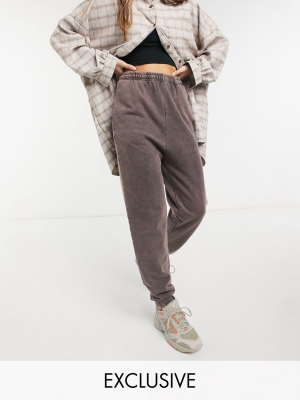 Collusion Oversized Sweatpants In Brown Wash