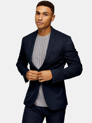 Navy Super Skinny Fit Suit Blazer With Notch Lapels