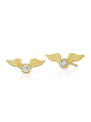 Tiny Flying Diamond Stud Earrings