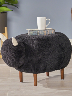 Pearcy Furry Sheep Ottoman Black - Christopher Knight Home