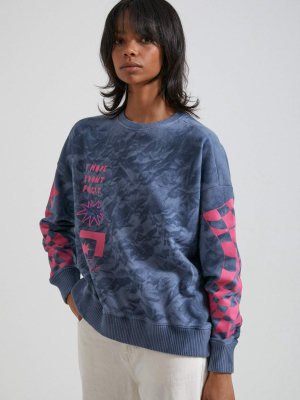 Afends Womens All Or Nothing - Hemp Slouchy Crew - Storm