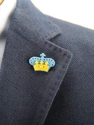 Crown Lapel Pin - Bishop Blue With Huckleberry Yellow