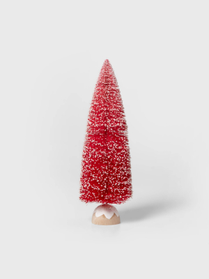 12in Large Bottle Brush Christmas Tree Decorative Figurine Red - Wondershop™