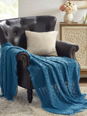 De Moocci Binderveld Diamond Knit Throw - Oversized 50” X 60”