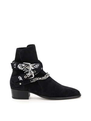 Amiri Bandana Buckled Ankle Boots