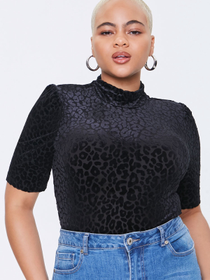 Plus Size Velvet Leopard Tee