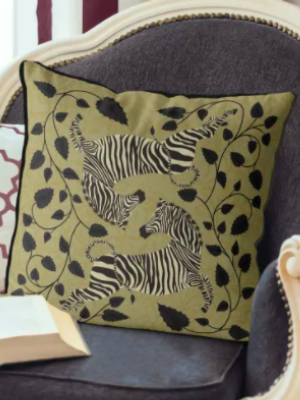 Zebra Twins Pillow In Gold