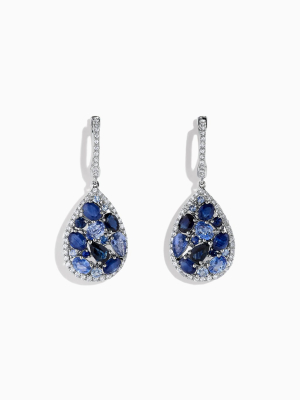 Effy Gemma 14k White Gold Sapphire And Diamond Teardrop Earrings, 4.31 Tcw