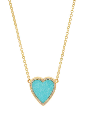Heart Pendant Necklace - Turquoise