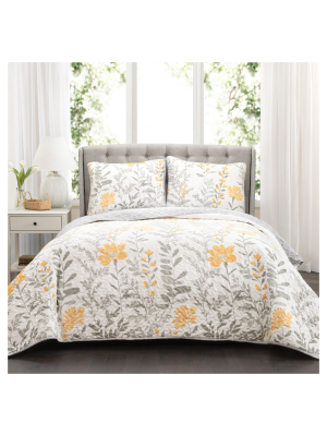 Yellow Aprile Quilt Set 3pc - Lush Décor