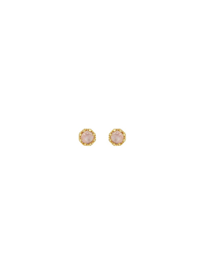 Petite Crown Bezel Moonstone Earrings