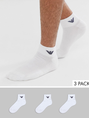 Emporio Armani 3 Pack Sneakers Socks In White