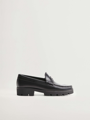 Leather Heel Loafers