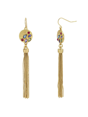 Carol Dauplaise Stone Drop Tassel Earrings