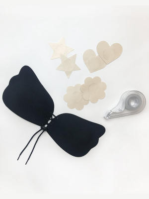Stick With Me - Black Stick On Bra 3pk Nipple Covers And Body Tape