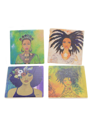 Tabletop 4.0" Strong Women Coaster Set Ghaby Manual Woodworkers And Weavers - Coasters