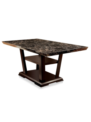 Harrington Faux Marble Table Top W/open Bottom Shelf Dining Table Dark Cherry - Iohomes