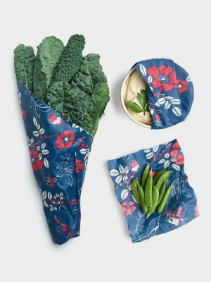 Botanical Blue Reusable Food Wrap 3-pack