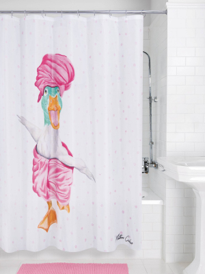 Mud Mask Duck Shower Curtain White/pink - Allure Home Creations