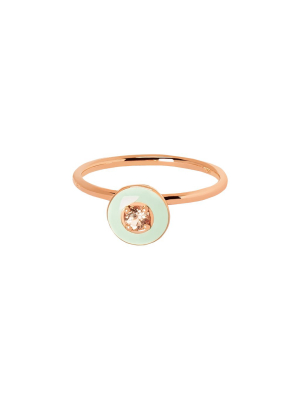 Mina Diamond & Mint Green Enamel Ring - Rose Gold