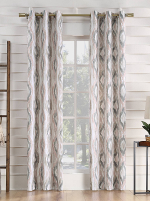 Hoshi Ikat Ogee Semi-sheer Grommet Curtain Panel Blush - No.918