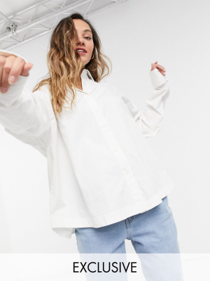 Collusion Oversized Shirt In White