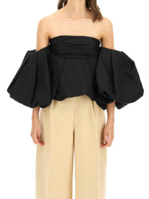 Khaite Katerina Off-shoulder Pleated Blouse