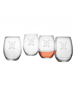 Susquehanna 21oz Glass Love Stemless Wine Glasses - Set Of 4