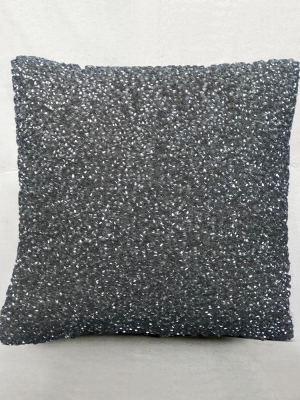 Luxus Silk Velvet Cushion In Platinum Silver