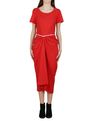 Marni Ruched Cut-out Round Neck Midi Dress