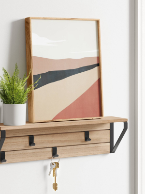 24" Functional Wall Shelf With Hooks Wood - Project 62™