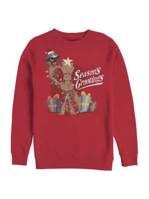 Men's Marvel Christmas Groot & Rocket Season Grooting Sweatshirt