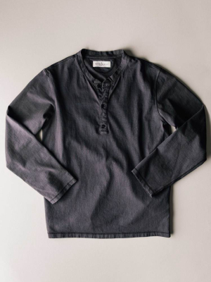 The I+w Knit Henley In Faded Black